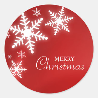 Snowflakes On Red sticker