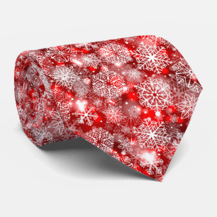 Snowflakes on red tie