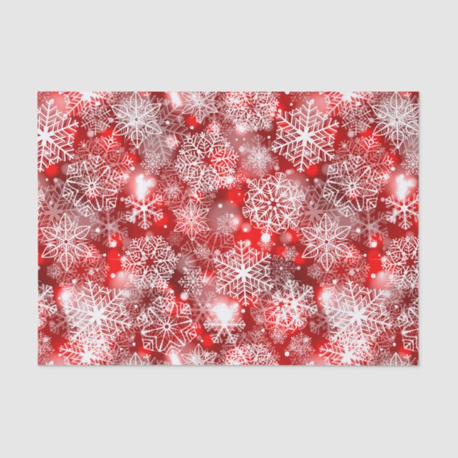 Snowflakes on red tissue paper (Front)