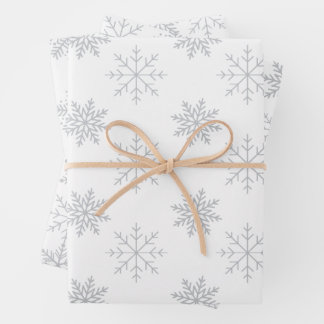 Snowflakes on White Wrapping Paper