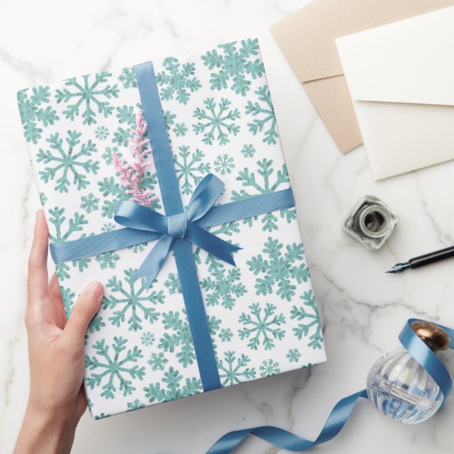 Snowflakes on white. wrapping paper (Gifting)