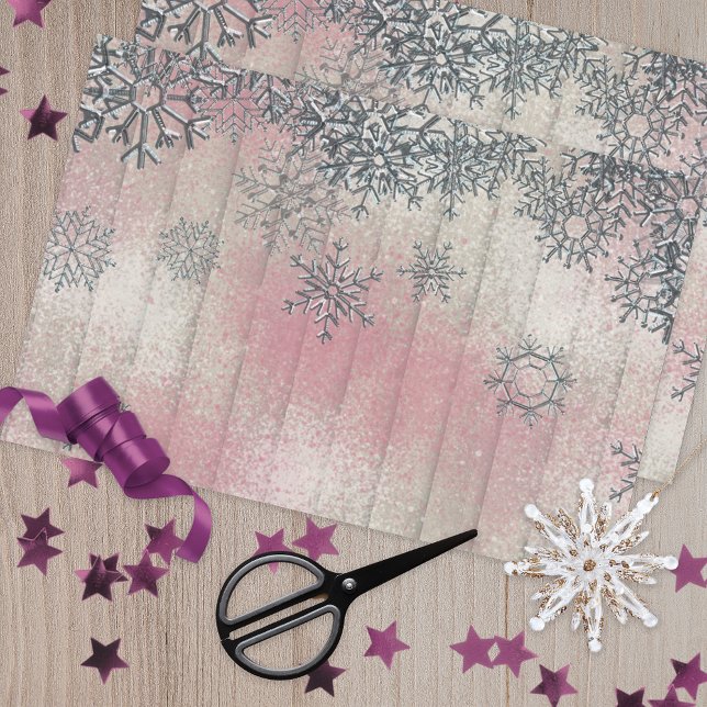 Snowflakes on Wood Merry Christmas Tissue Paper (Creator Uploaded)