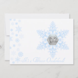Snowflakes Onederland 1st Birthday Blue Invitation