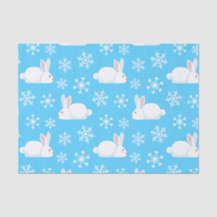 Snowflakes Pattern Cute Bunny Merry Christmas Gift Tissue Paper