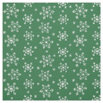 Snowflakes Pattern - Emerald Green Fabric