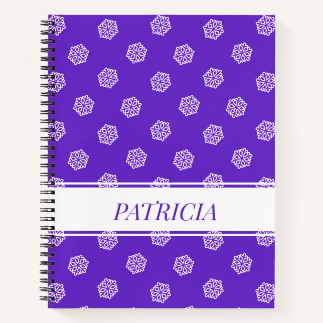Snowflakes pattern on blue notebook (Front)