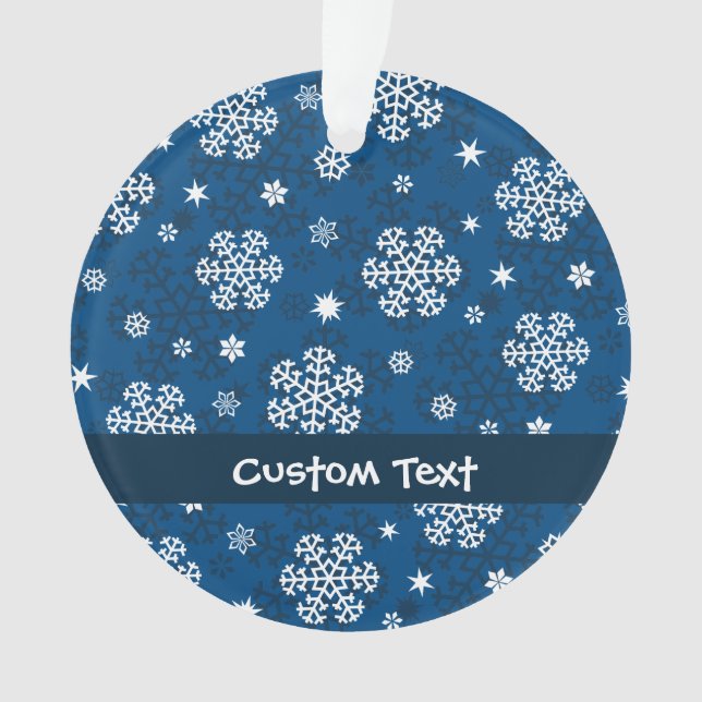 Snowflakes Pattern on Blue Ornament (Front)