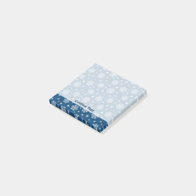 Snowflakes Pattern on Blue Post-it Notes (Angled)