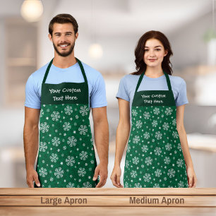 Snowflakes Pattern on Cadmium Green Apron