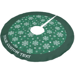 Snowflakes Pattern on Cadmium Green Brushed Polyester Tree Skirt