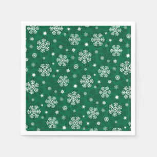 Snowflakes Pattern on Cadmium Green Napkins