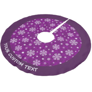 Snowflakes Pattern on Cadmium Purple Brushed Polyester Tree Skirt