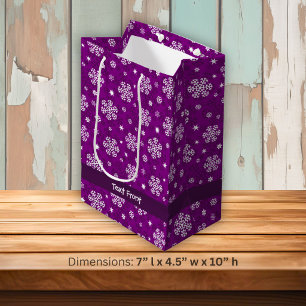 Snowflakes Pattern on Purple Medium Gift Bag