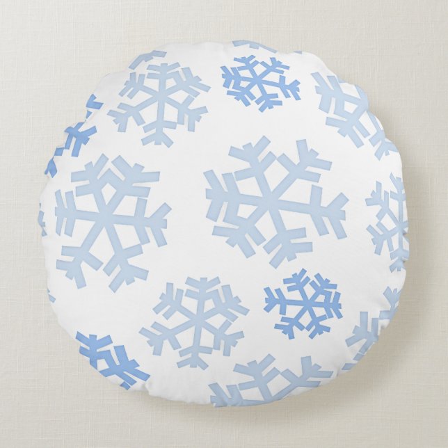 Snowflakes Pattern Round Cushion (Front)