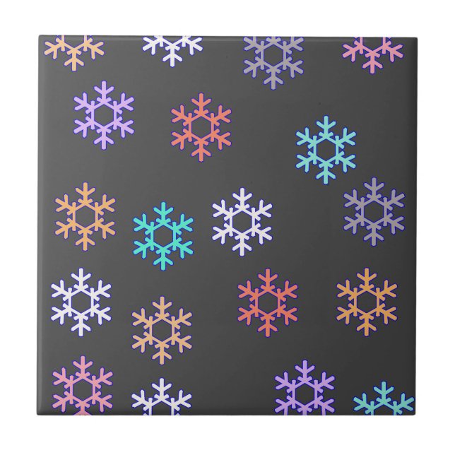 Snowflakes Pattern Snowy Winter Feel Tile (Front)