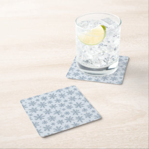 Snowflakes pattern square paper coaster