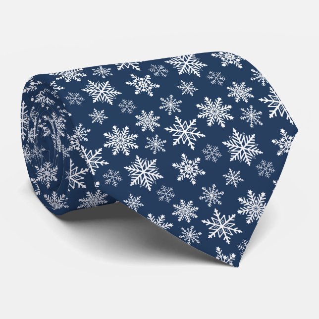Snowflakes Pattern Tie (Rolled)