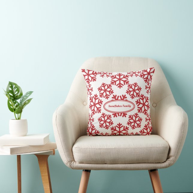 Snowflakes Pattern White Throw Pillow (Chair)