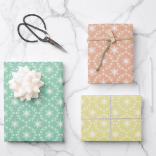 Snowflakes Patterns in Pastels Wrapping Paper Sheet