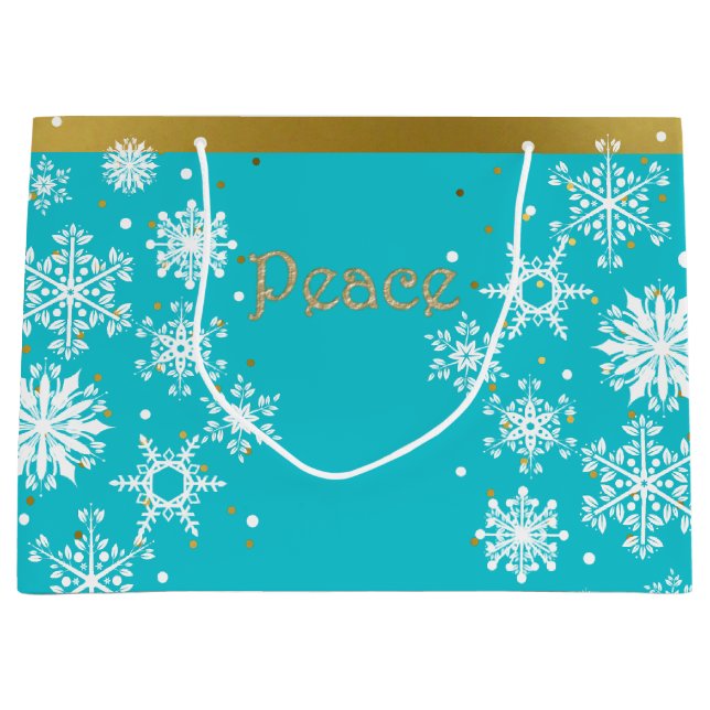 Snowflakes Peace Holiday Gift Bag (Front)