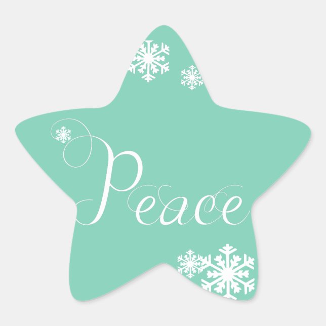 Snowflakes Peace Holiday Star Stickers (Front)