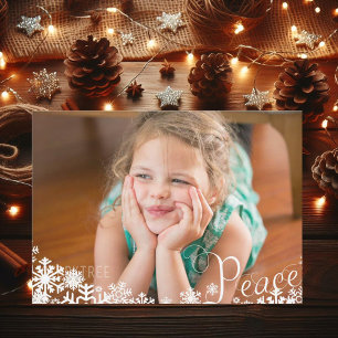 Snowflakes Peace Photo Christmas Holiday Card