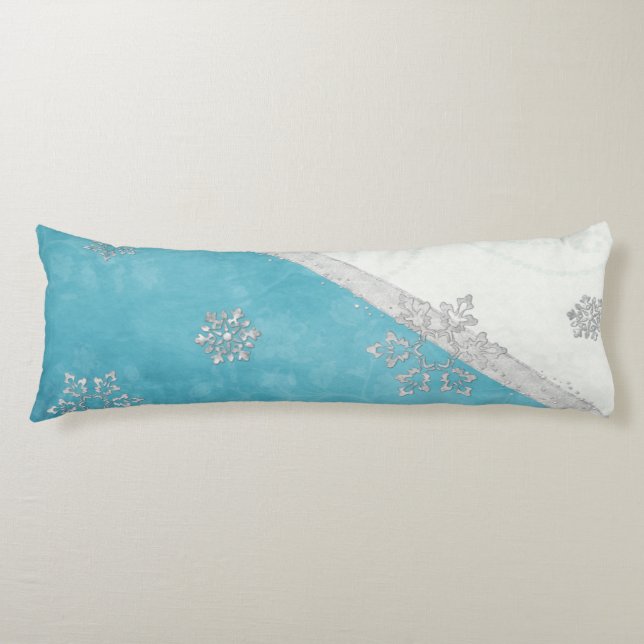 Snowflakes & Peppermint Holiday Body Cushion (Front)