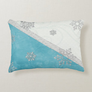 Snowflakes & Peppermint Holiday Decorative Cushion