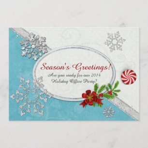 Snowflakes & Peppermint Holiday OFFICE HOME PARTY Invitation