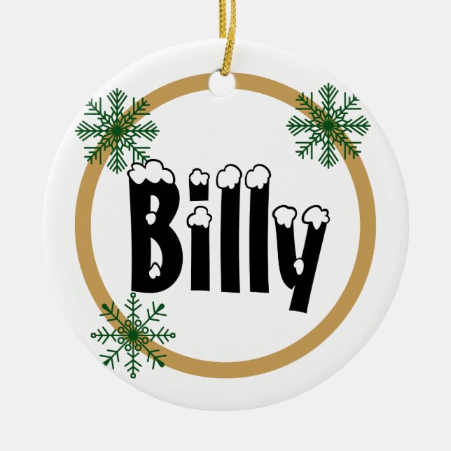 Snowflakes Personalised Name Ceramic Ornament (Front)
