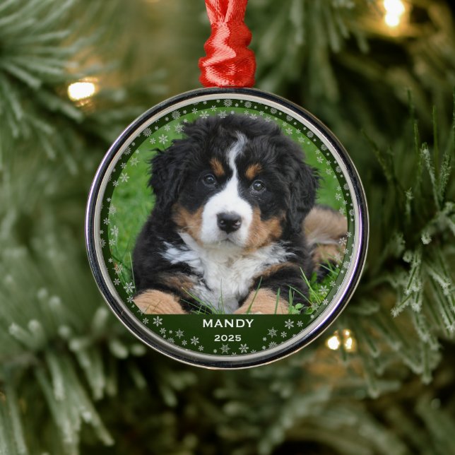 Snowflakes pet name photo christmas metal tree decoration (Tree)