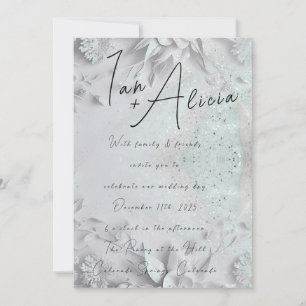 Snowflakes & Petals Square Wedding Invitation