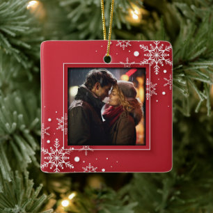 Snowflakes Photo Frame Ceramic Ornament