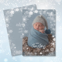 Snowflakes Photo Winter Birth Announcements