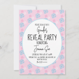 Snowflakes Pink Blue Gender Reveal  Winter Invitation