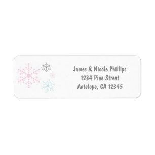 Snowflakes Pink Blue Holiday Winter Address Labels