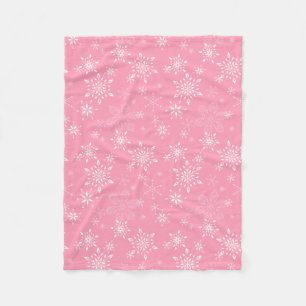 Snowflakes Pink Fleece Blanket