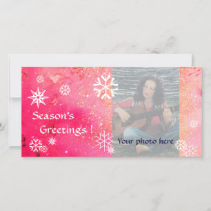 SNOWFLAKES, pink ,fuchsia,white Holiday Card