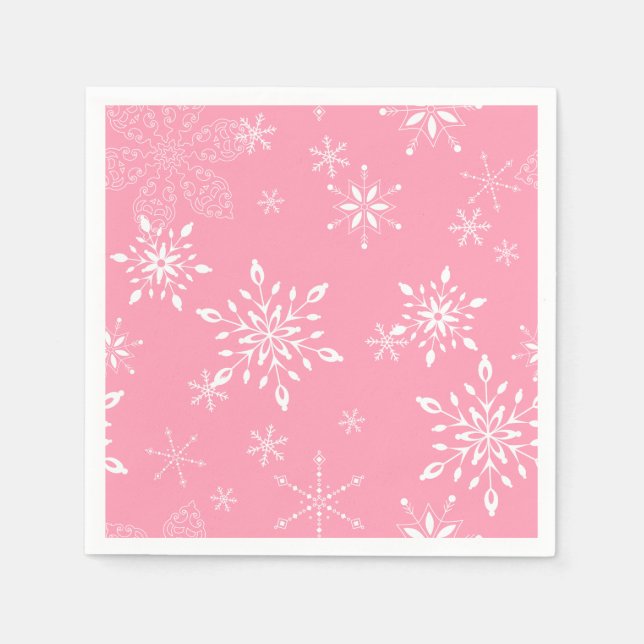 Snowflakes Pink Napkin (Front)