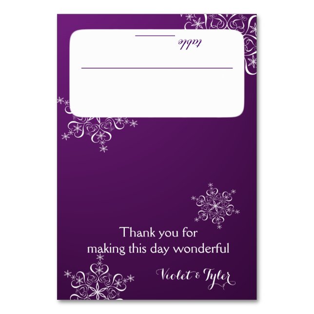 Snowflakes Purple Seating Card (Front)