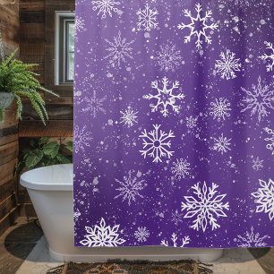 Snowflakes Purple Shower Curtain