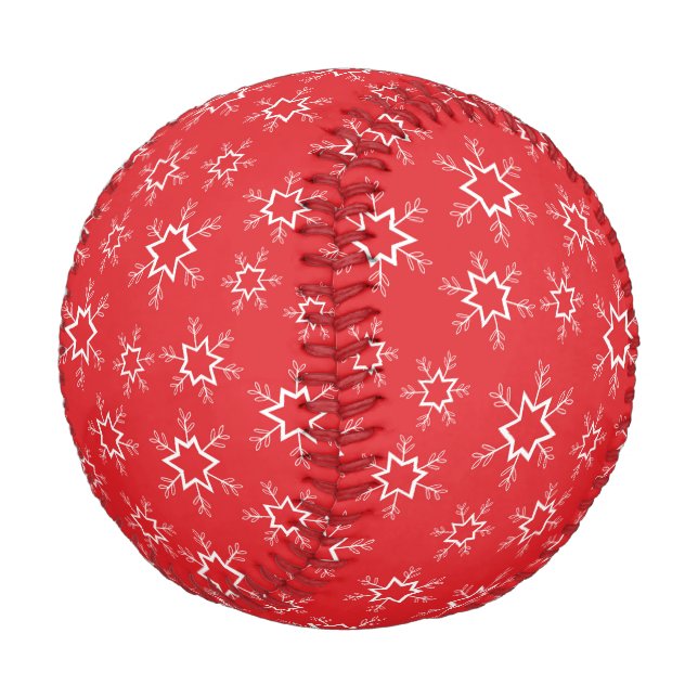 Snowflakes, Red and White Snowflakes, Snow Baseball (Angled)