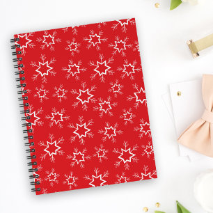 Snowflakes, Red and White Snowflakes, Snow Notebook