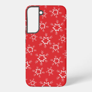 Snowflakes, Red and White Snowflakes, Snow Samsung Galaxy Case