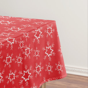 Snowflakes, Red and White Snowflakes, Snow Tablecloth