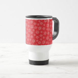 Snowflakes, Red and White Snowflakes, Snow Travel Mug