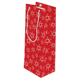Snowflakes, Red and White Snowflakes, Snow Wine Gift Bag