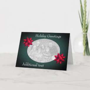 Snowflakes Red Bows Holiday Photo Card