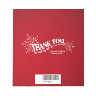 Snowflakes Red Candy Bar Wrap Notepad