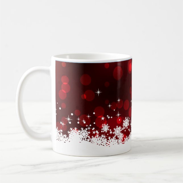 Snowflakes - Red Coffee Mug (Left)
